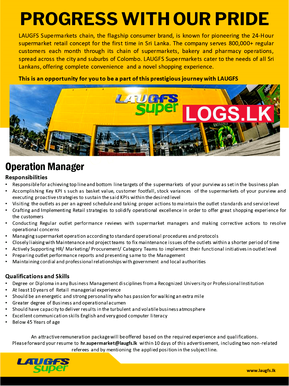 Operation Manager Job Vacancy at LAUGFS Supermarket Jobs